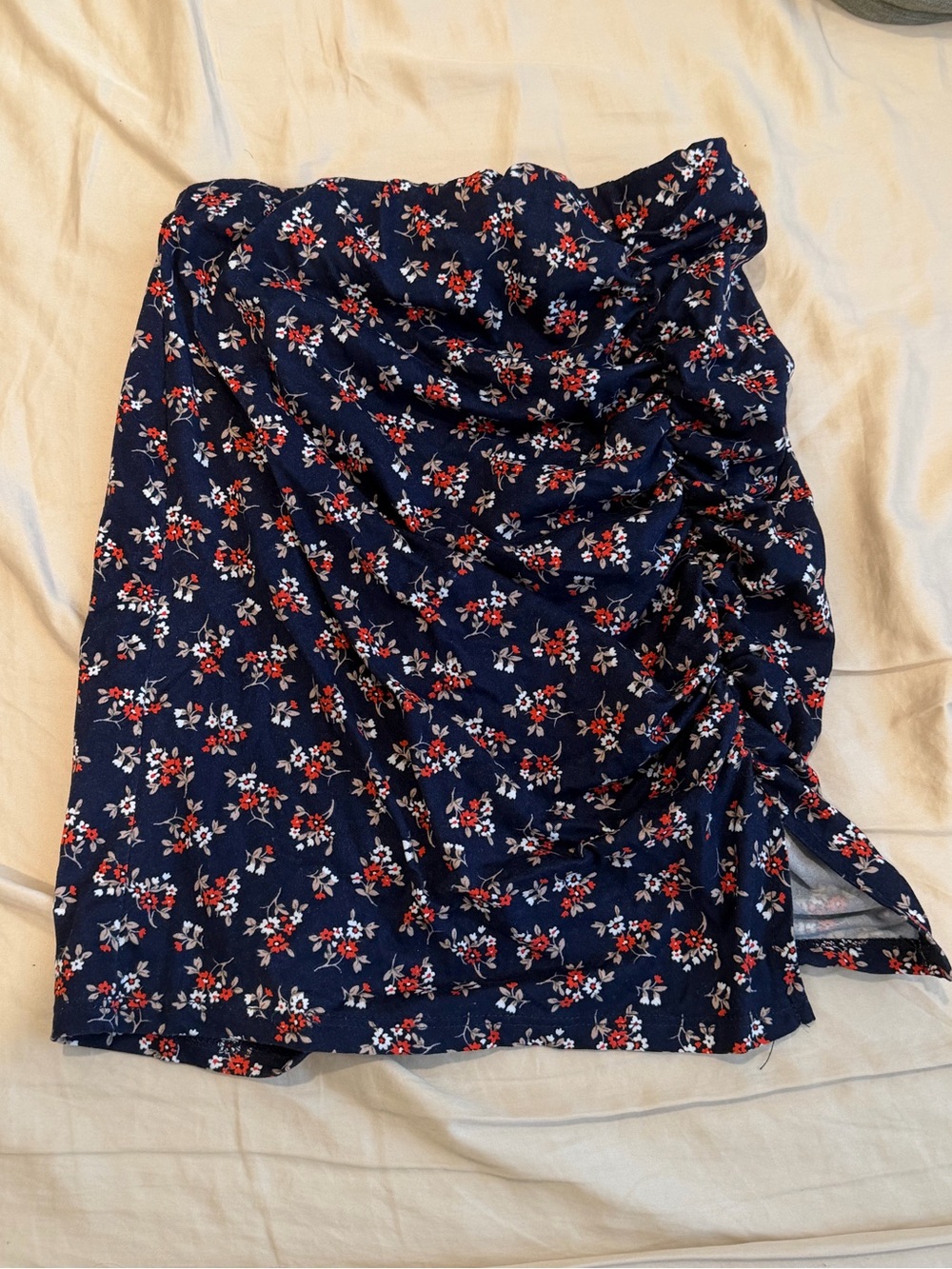 Windsor Navy Floral Ruched Mini Skirt